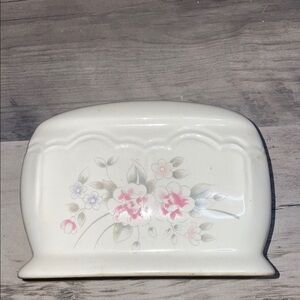 pfaltzgraff napkin holder tea rose pattern Kitchen ceramic vintage discontinued